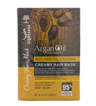 ماسک مو تقویت کننده لایتنس مدل Argan Oil فاقد سولفات مناسب انواع مو حجم 1000 میلی لیتر